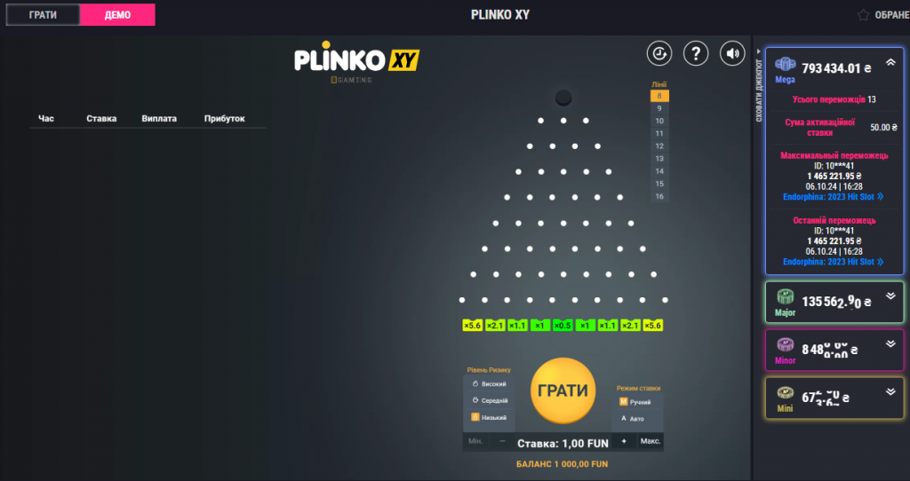 Plinko XY від BGaming